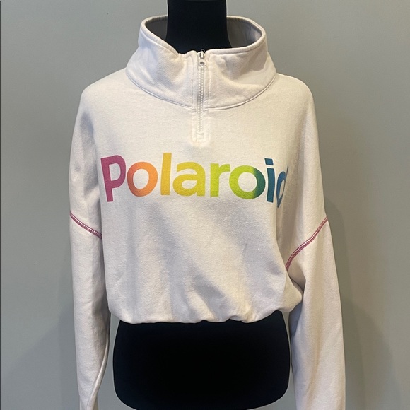 Polaroid Tops - Polaroid Women's Multicolor Logo White Sweatshirt cropped small